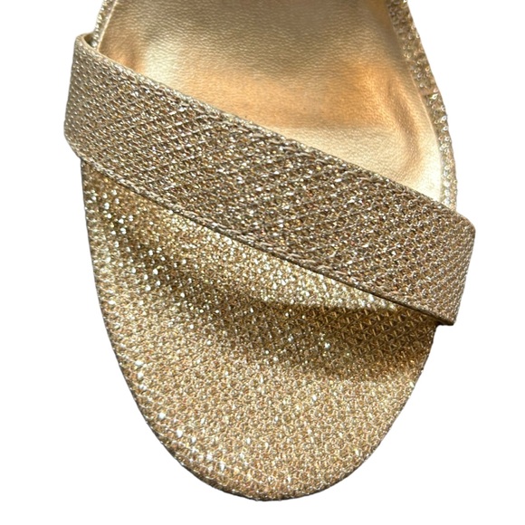 ANKIS gold glitter Open Toe Ankle Strap Chunky Heel Sandals 2.75” size 8M NWOB - Picture 9 of 14